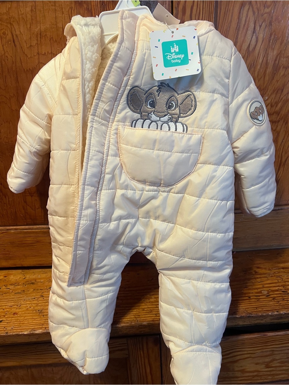 Disney Cream Lion King Quilted Footed One-Piece